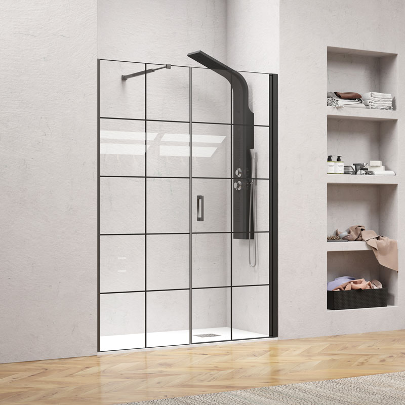 Καμπίνα από τοίχο σε τοίχο με frame κρύσταλλο NERO 6 PORTA Black KARAG 140x200cm
